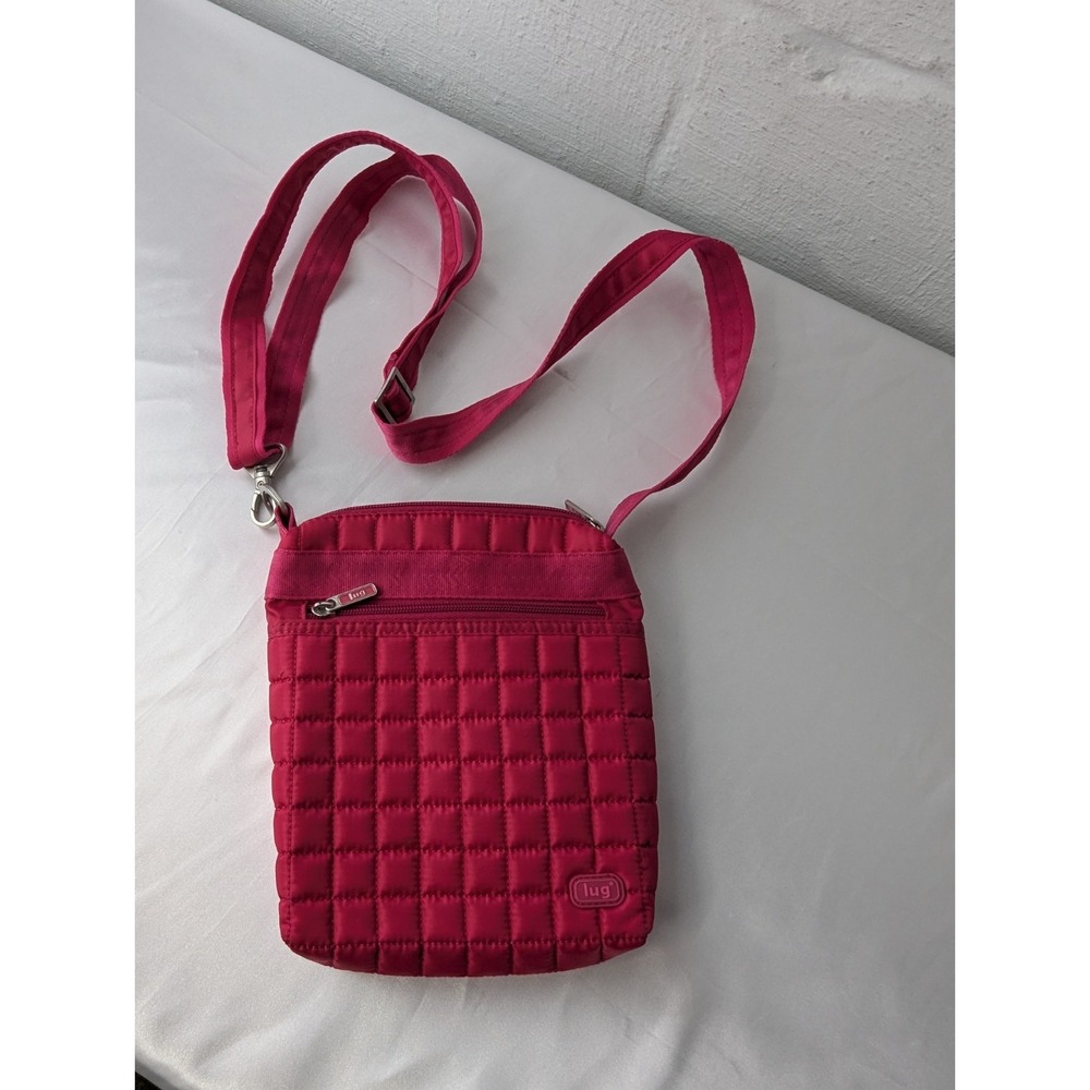 Lug Quilted Sonic Pink‎ Crossbody Bag Purse 8" X 7" Zipper Close